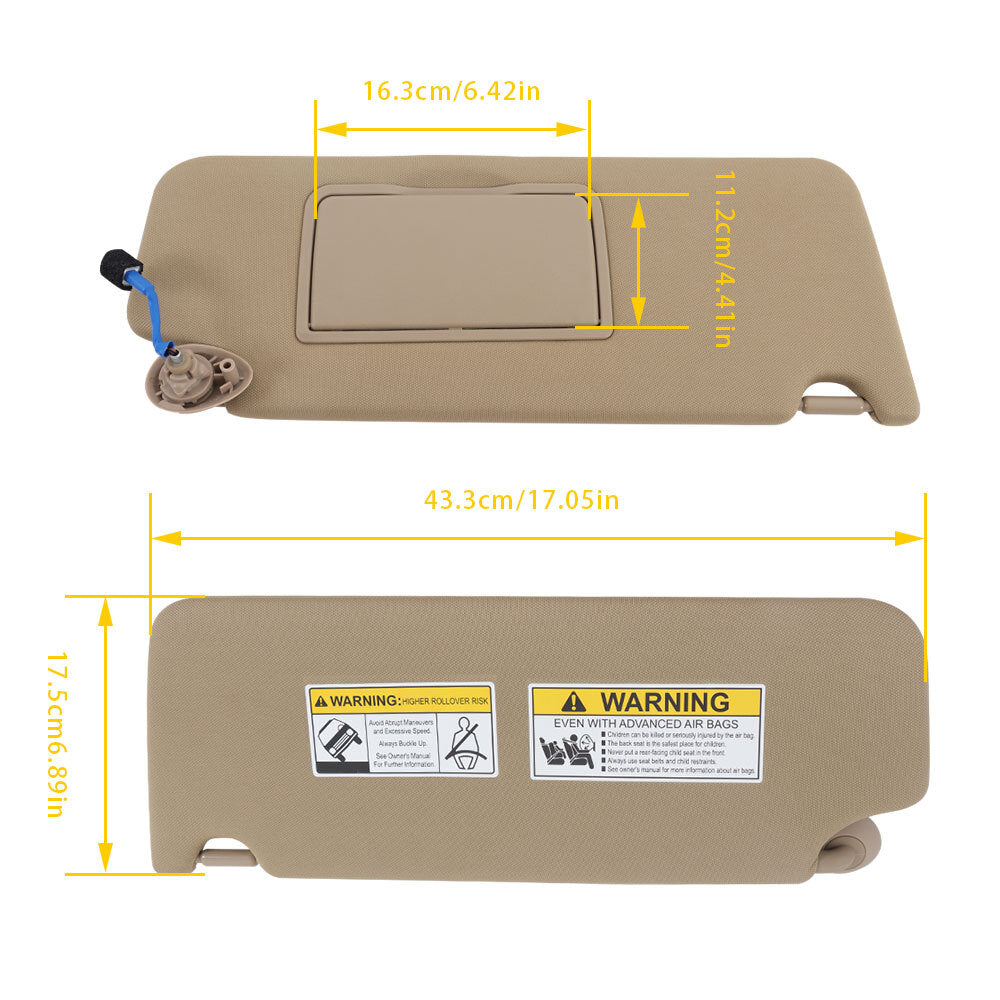 Sun Visor Driver Right Side Beige Plastic Strip Illumination Applicable to 2017-2021 for Honda Pilot- n