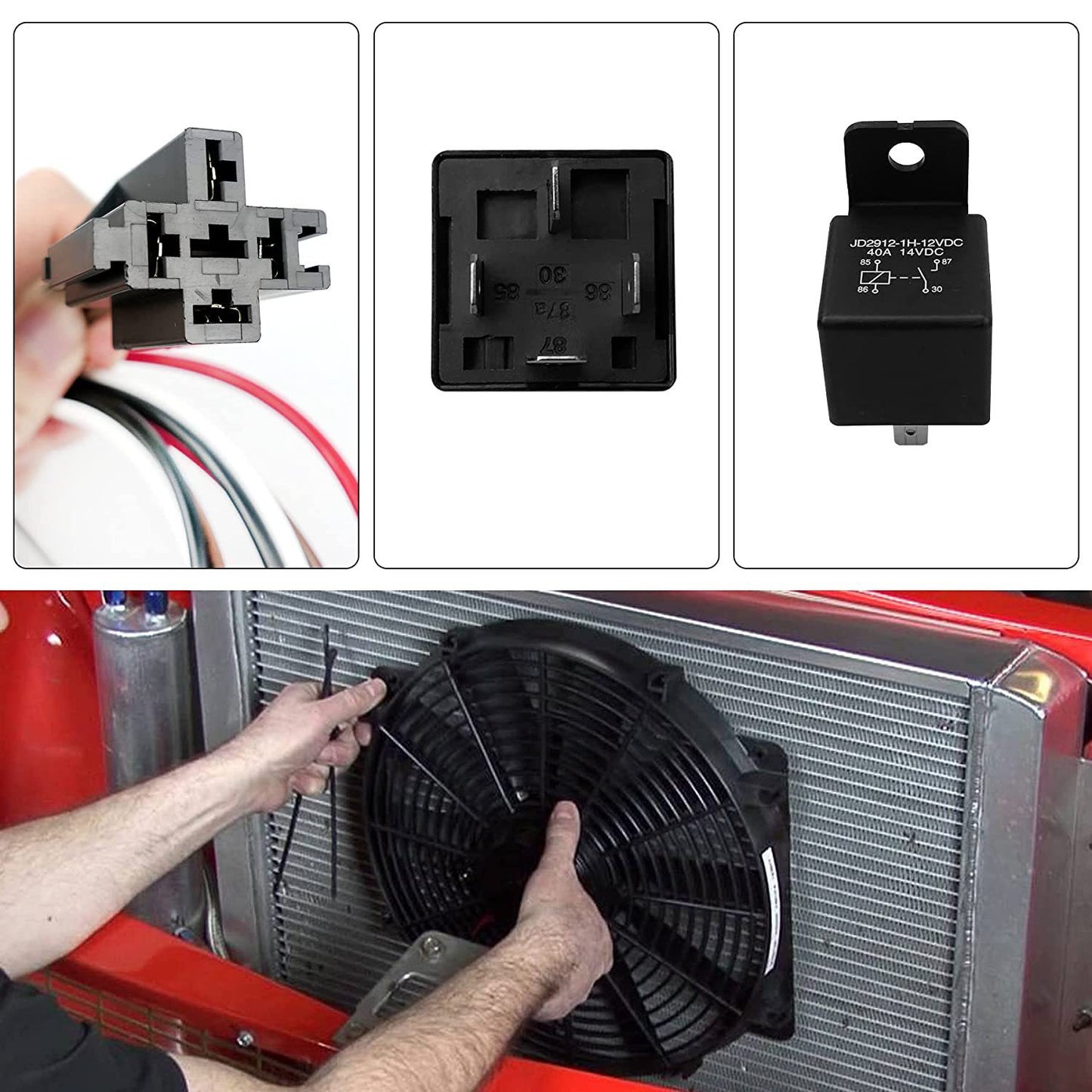 Dual fan relay wiring kit with temperature sensor switch 185 On 175 Off Q