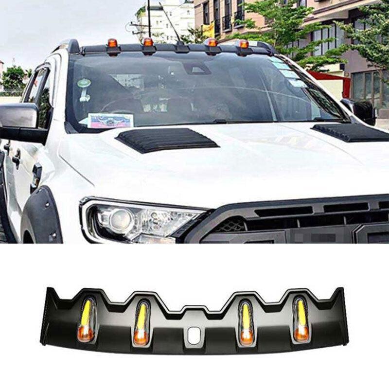 Car Roof LED Searchlight Cover Trim Fit for Ford Ranger 2015-2022 Primer Black