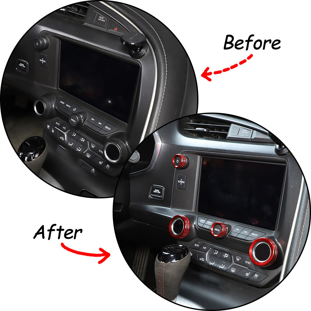 4-Piece Air Conditioner Audio Switch Knob Ring Decorative Set for Corvette C7 2014-2019