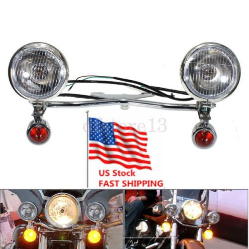 Motorcycle kit with turn signal driving fog light bar bracket suitable for Harley-Davidson