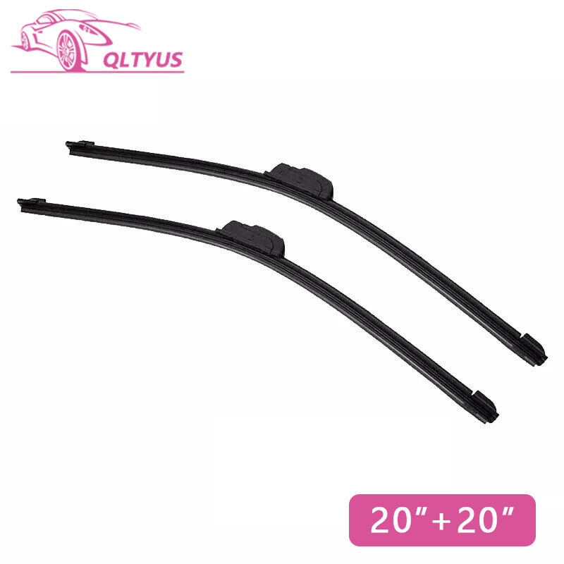 20 + 20 Front Windshield Wiper Blades J-hook Bracketless Frameless All-Seasons