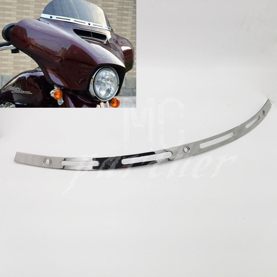 Chrome Slotted Batwing Windshield Trim for Harley 14-UP Electra Street Tri Glide
