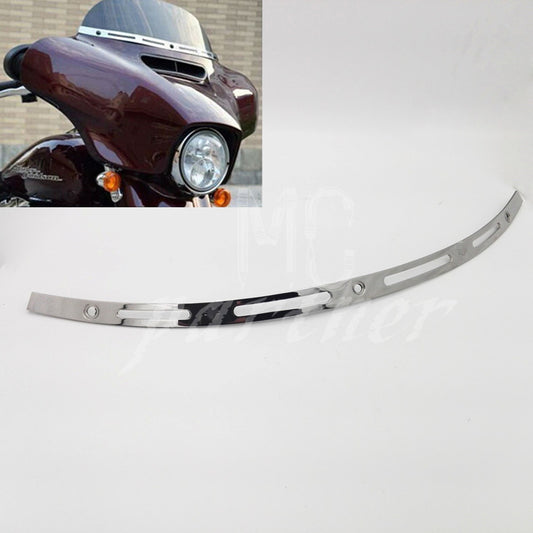 Chrome Slotted Batwing Windshield Trim for Harley 14-UP Electra Street Tri Glide