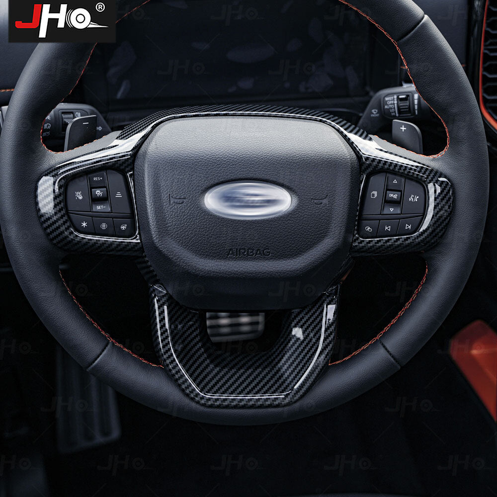 for Ford Ranger P703 2023 2024 ABS Carbon Fiber Inner Steering Wheel Decorate Cover