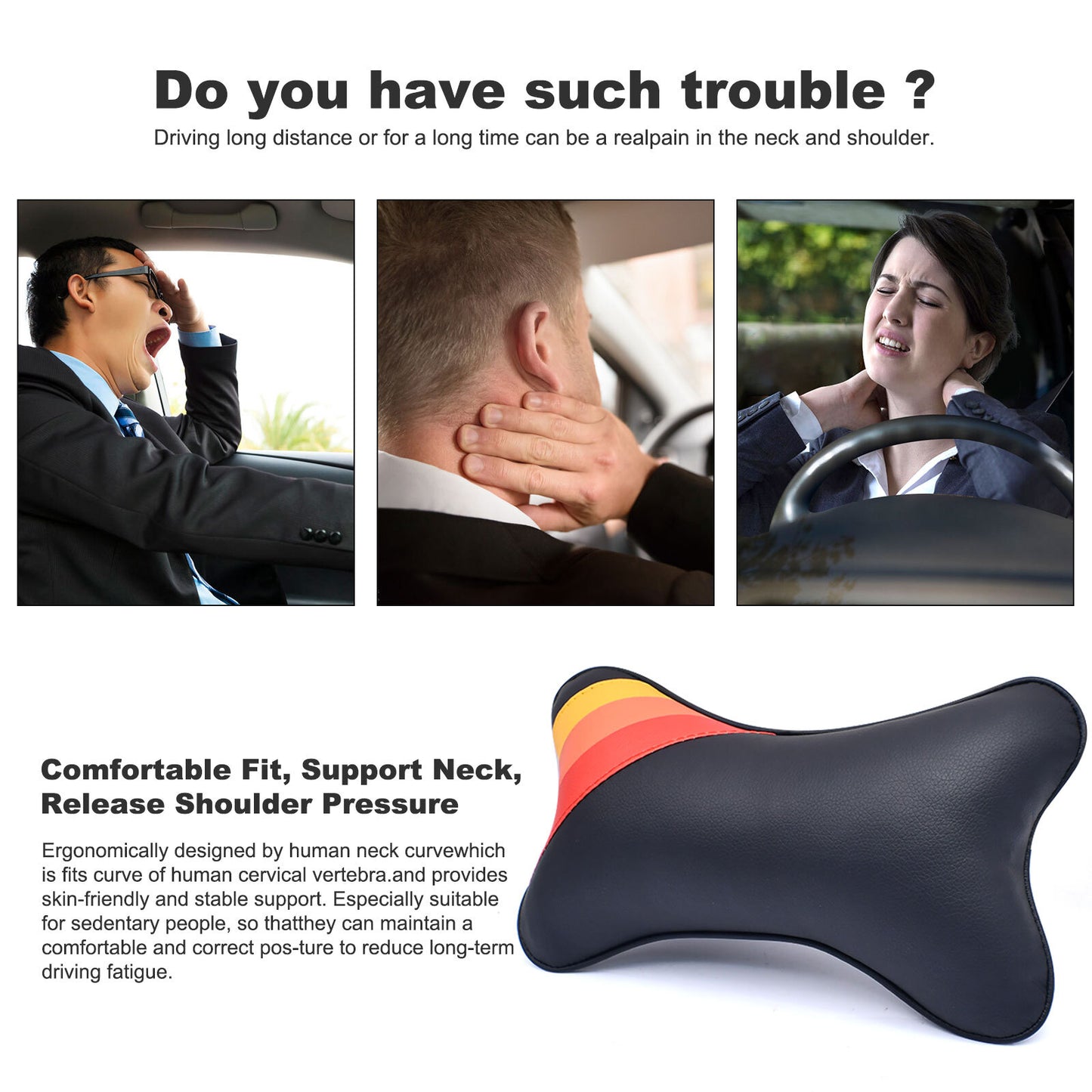 2-piece accessory set for Tacoma driver's for seat headrest pillow and neck support - n