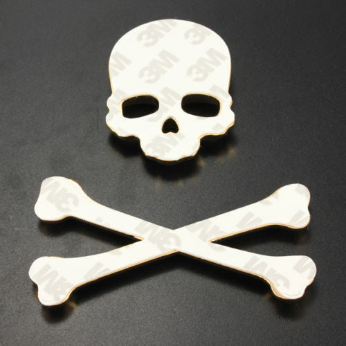 Skull Bone Devil 3D Chrome Motorcycle Car Emblem Badge Logo Decal Metal Sticker Q