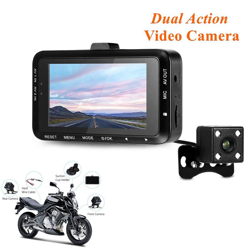 3-inch LCD Motorcycle DVR Camera, Dual Lens, 1080P, Waterproof Bicycle Recorder n