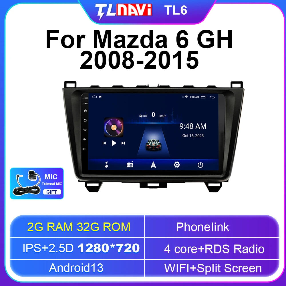 for Mazda 6 2 GH 2008-2015 Car Radio Multimedia Video Player GPS Navi Android