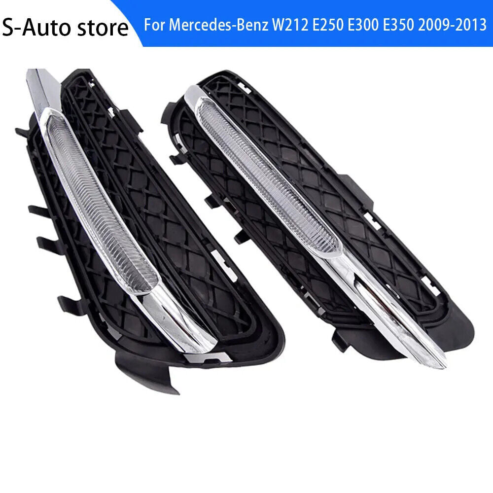 2PCS Bumper Set Fog Light Lamp + Grille Trim for Mercedes-Benz W212 E250