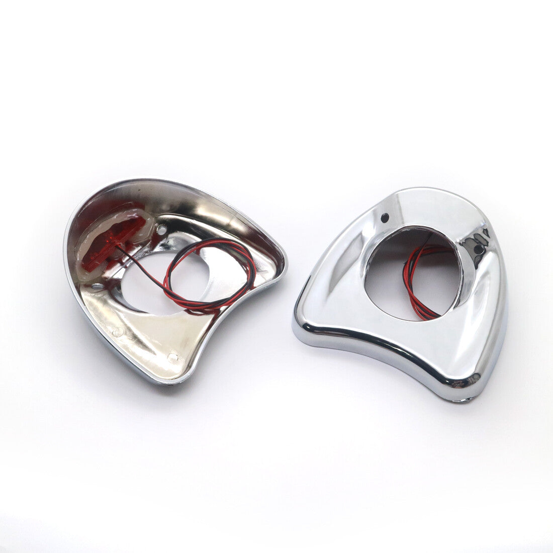 Chrome Fairing Mount Mirror Red LED Light Cover Caps for Harley Touring 96-13 Q