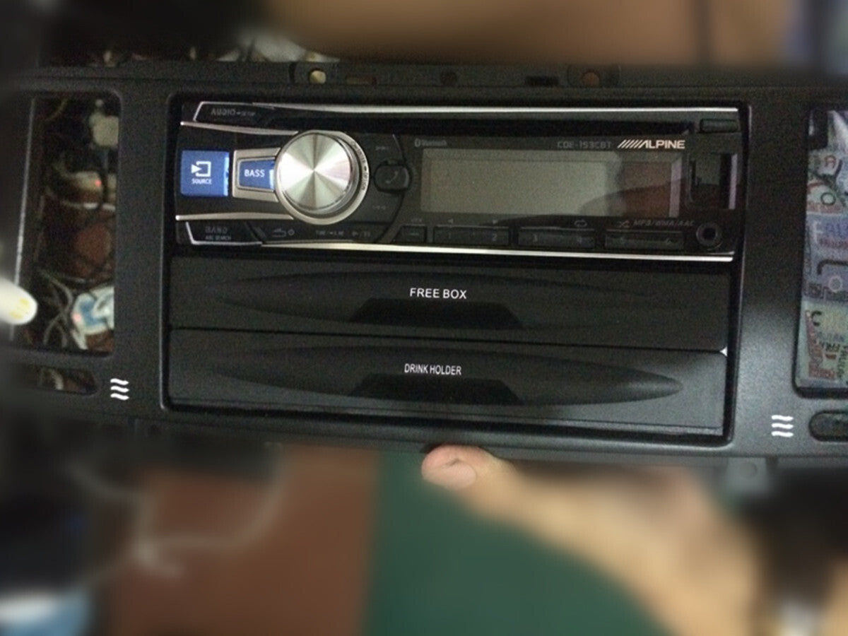 Car Double Din Radio Pocket Kit Black Trim With Drink Cup Holder Storage Box