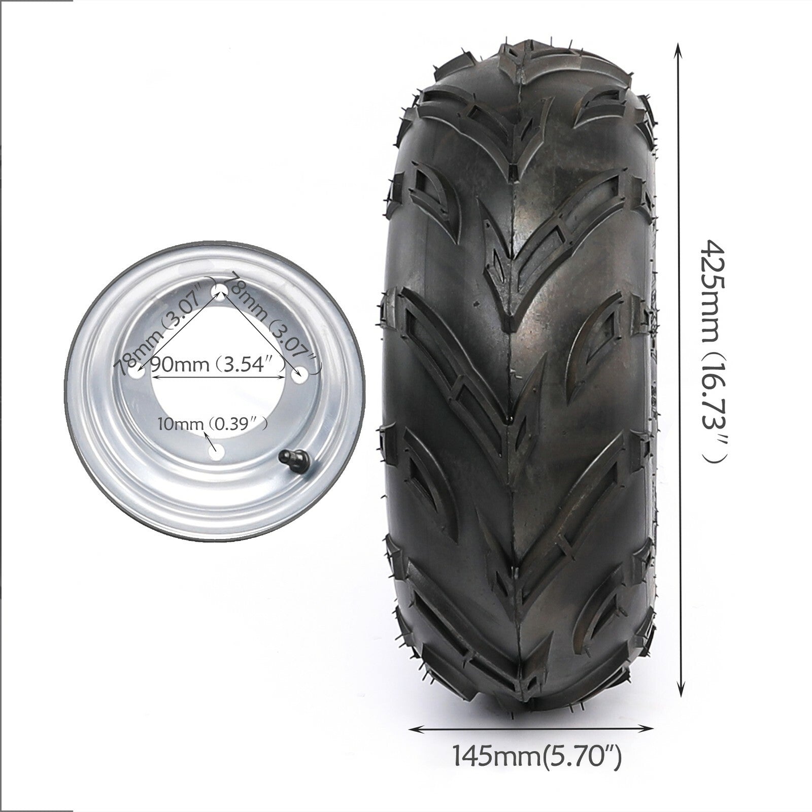 4 Set 16x8-7 Tyre Rim 4 Bolt 7 inch Complete Wheels ATV Go Kart Quad 4 Wheelers