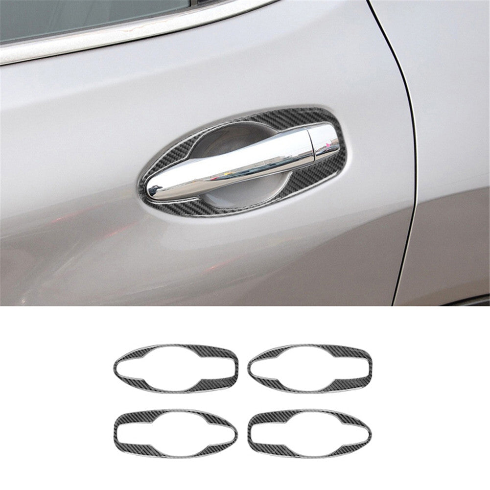 4Pcs Carbon Fiber Out Door Handle Frame Cover Trim for Nissan Rogue 2014-2016