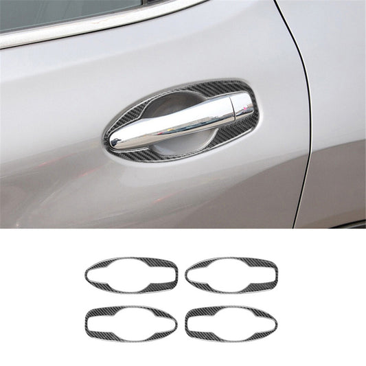 4Pcs Carbon Fiber Out Door Handle Frame Cover Trim for Nissan Rogue 2014-2016