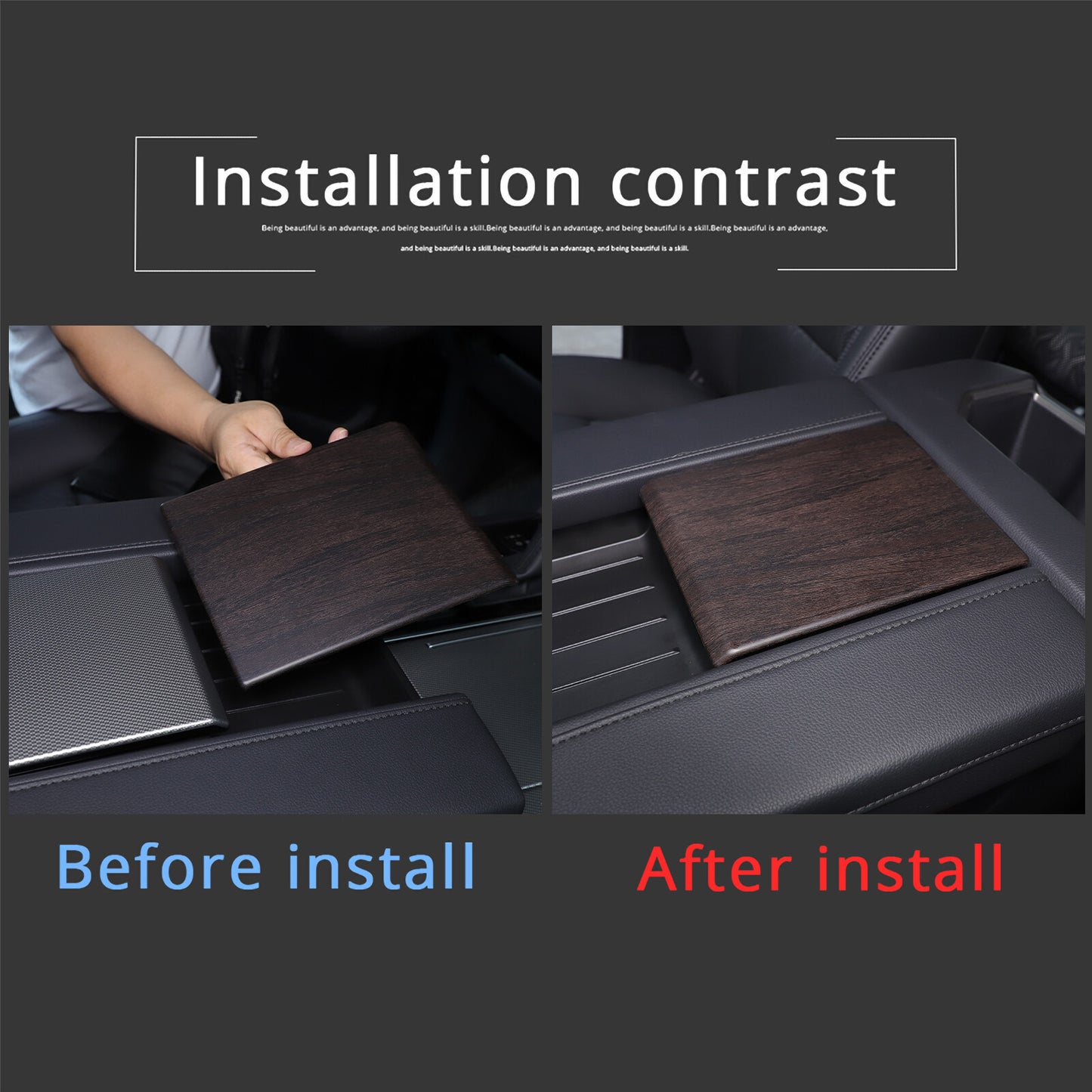 Oak grain ABS center armrest, armrest box cover decorative panel for Tundra 2022-2023 n
