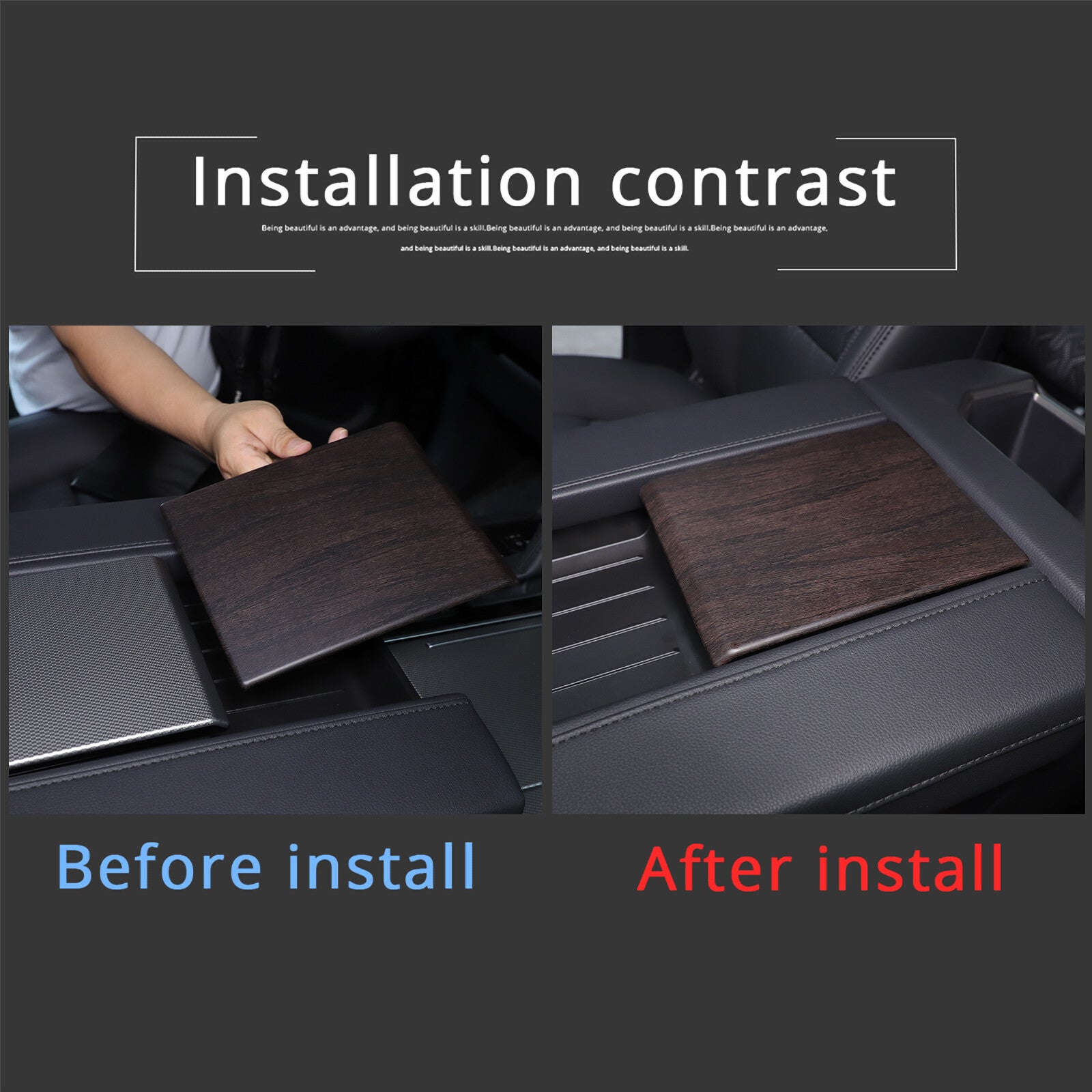 Oak grain ABS center armrest, armrest box cover decorative panel for Tundra 2022-2023 n