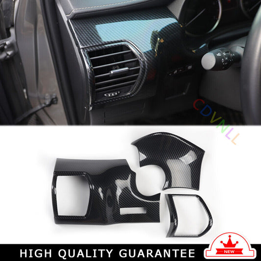 LR AC Air Outlet Vent Cover Trim 3PCS for Lexus NX 2015-2020 Black Carbon Fiber