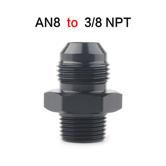 1-Piece Straight Adapter 8AN to 3/8 NPT Accessories, Black Aluminum Premium Material