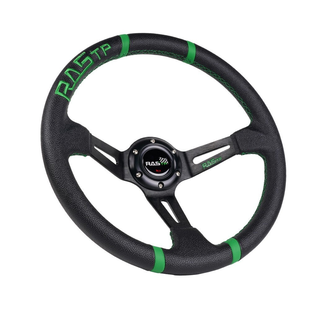 14 Green Aluminum RASTP Deep Dish Drifting Sport Steering Wheel Racing Car