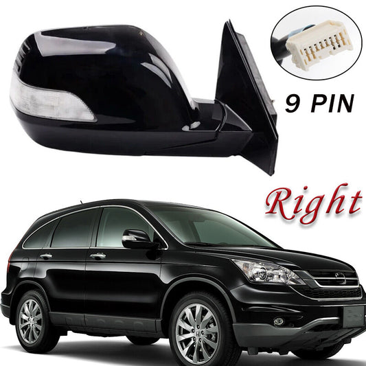 for HONDA CRV 2007-2011 Right Black Door Side Mirror W/ Signal Light Heated 9PIN