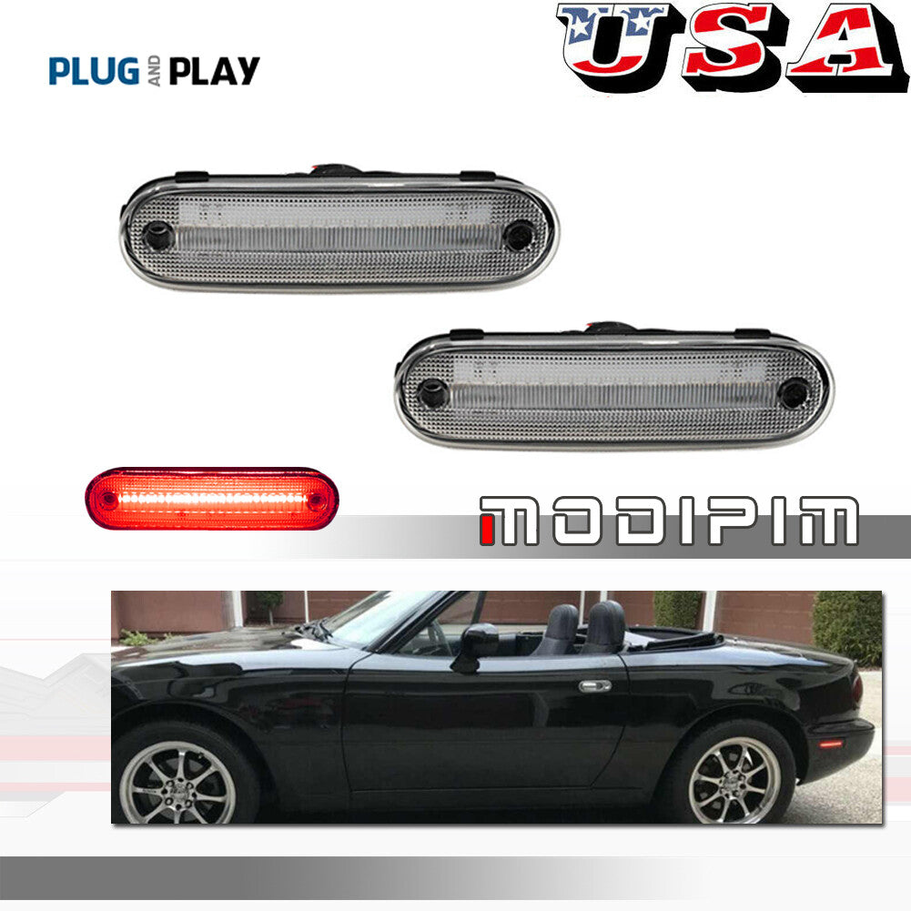 Red LED Rear Side Marker Stop Light for 1990-05 for Mazda Miata MX-5 Clear - v