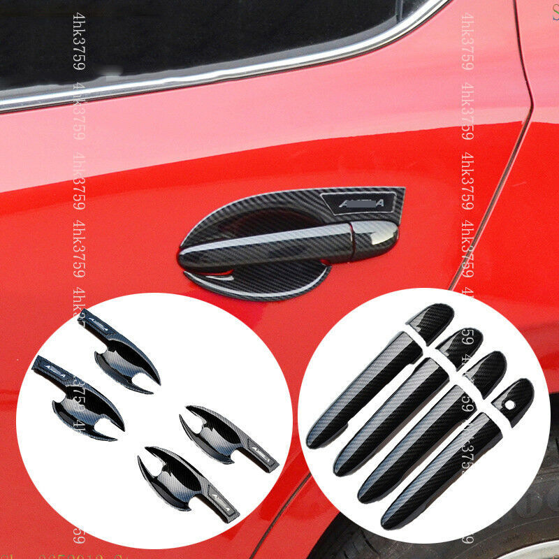 For Mazda3 Axela 2014-2018 Carbon Fiber Exterior Door Handle+Bowl Trim Cover New