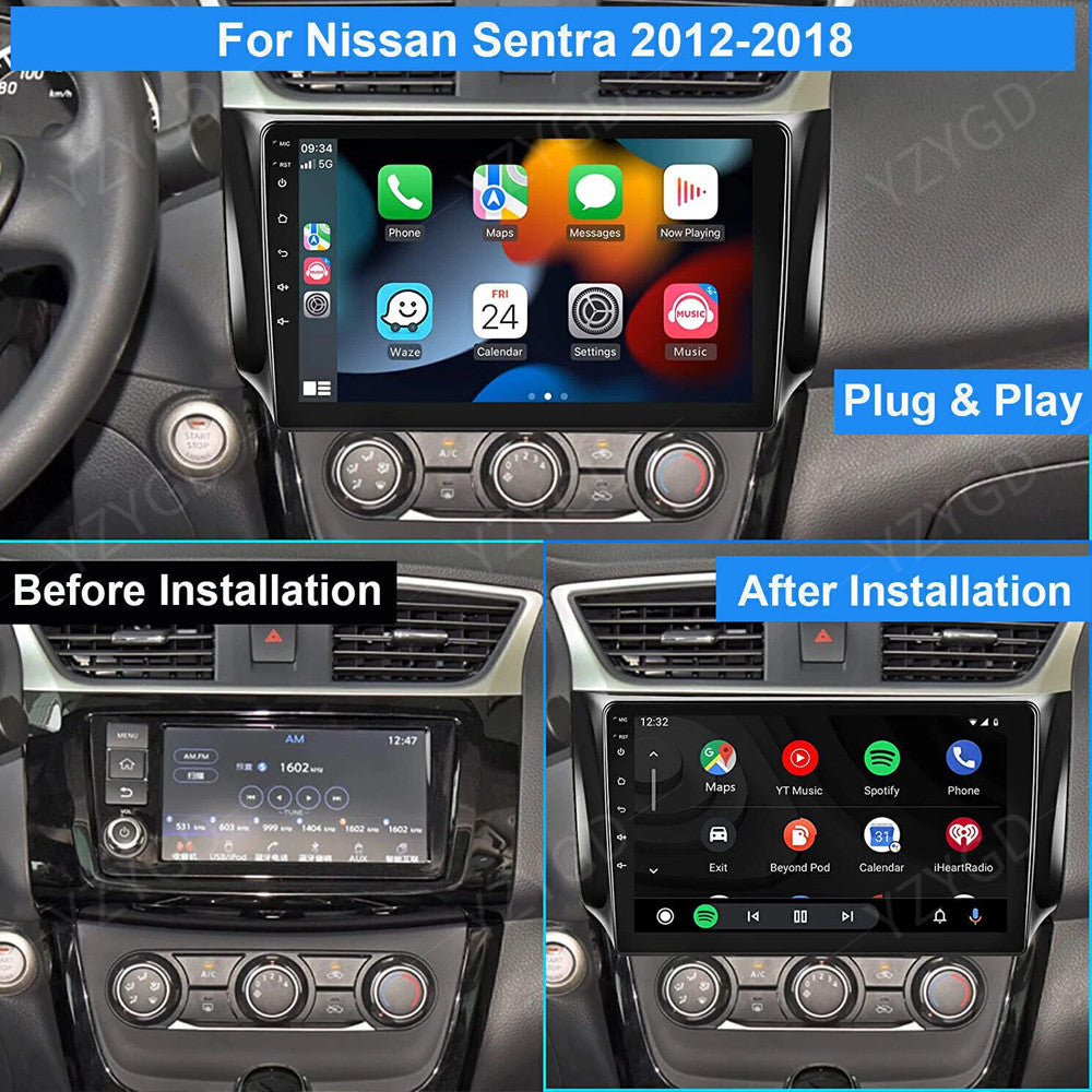 for Nissan Sentra Sylphy 2012-2018 Android 14 Car Radio Apple CarPlay GPS Screen