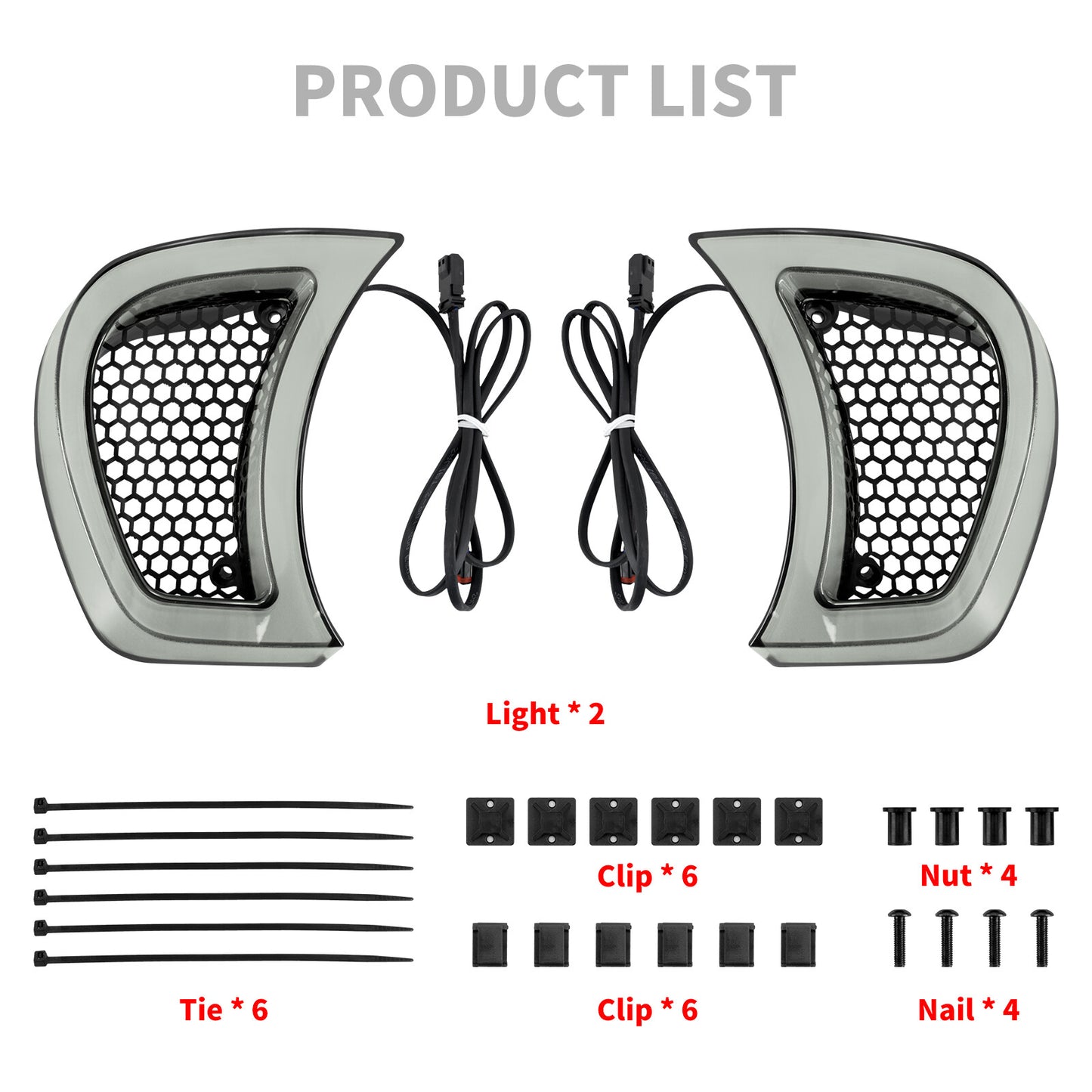 Headlight Vent Accent Amber White LED Light Clear Lens for Harley Road Glide 15+
