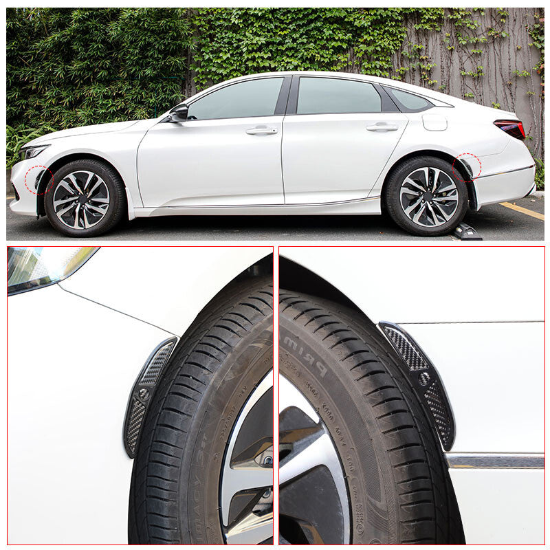 2PCS Carbon Fiber Car Wheel Eyebrow Arch Trim Lips Strip Fender Flare Protector