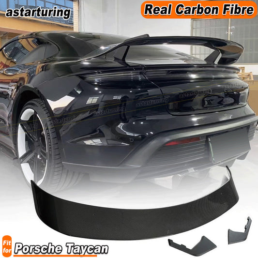 Fit for Porsche Taycan Base 4S 2019-25 REAL CARBON Rear Trunk Spoiler Boot Wing