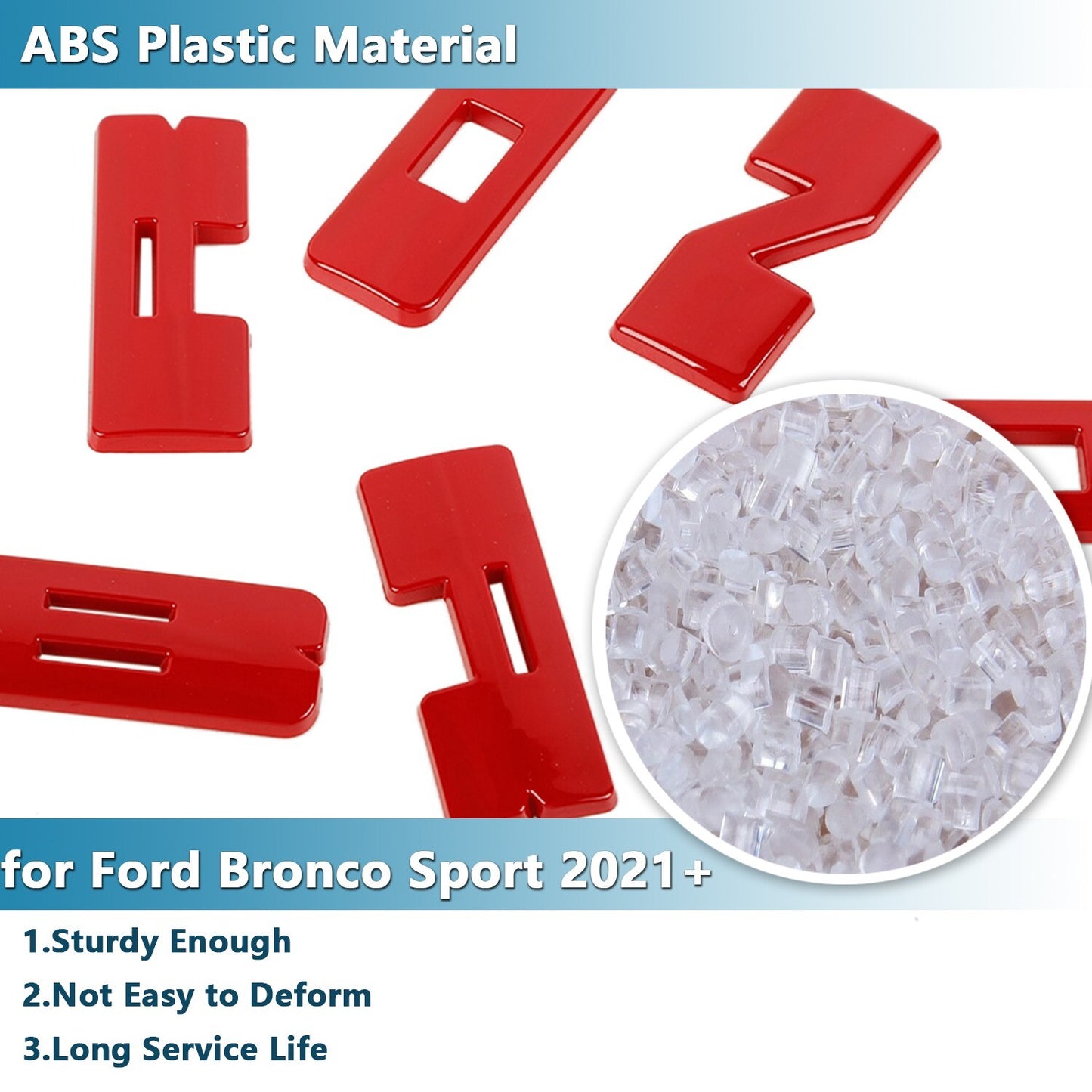 7PCS Red Grille Emblem Letter Overlay Decal Cover Trim for Ford Bronco Sport 21+