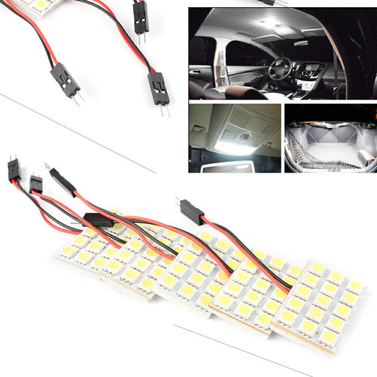 5x White LED 5050 15SMD Panel + Festoon T10 BA9S Adapter Interior Dome Light