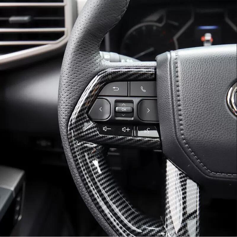 2P Carbon Fiber Look Steering Wheel Decor Frame Trim for Toyota Tundra 2022-2024