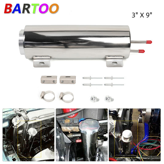 3 X 10 32OZ Polished Stainless Steel Radiator Coolant Over Flow Puke Tank Can