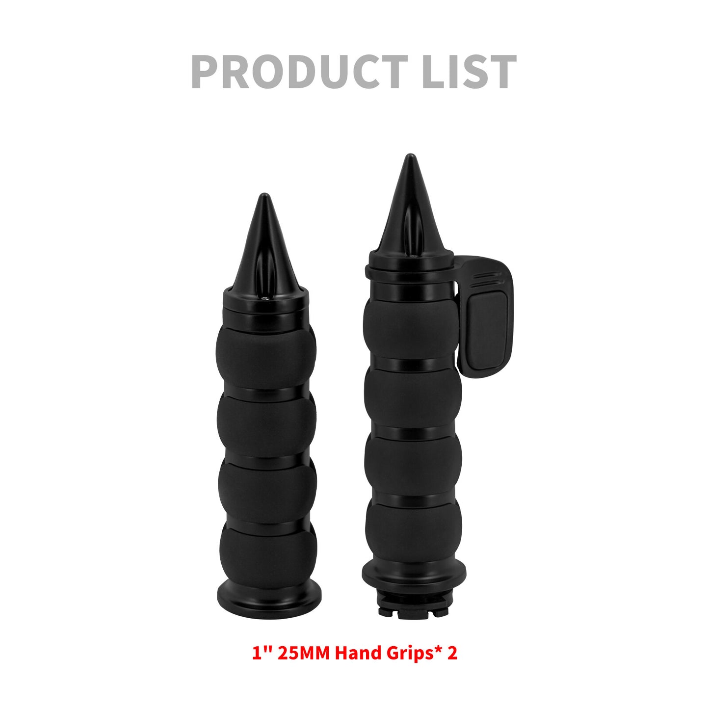 Black 1 Non-Slip Rubber Spike Hand Grips Fits for Harley for Honda for Yamaha for Kawasaki