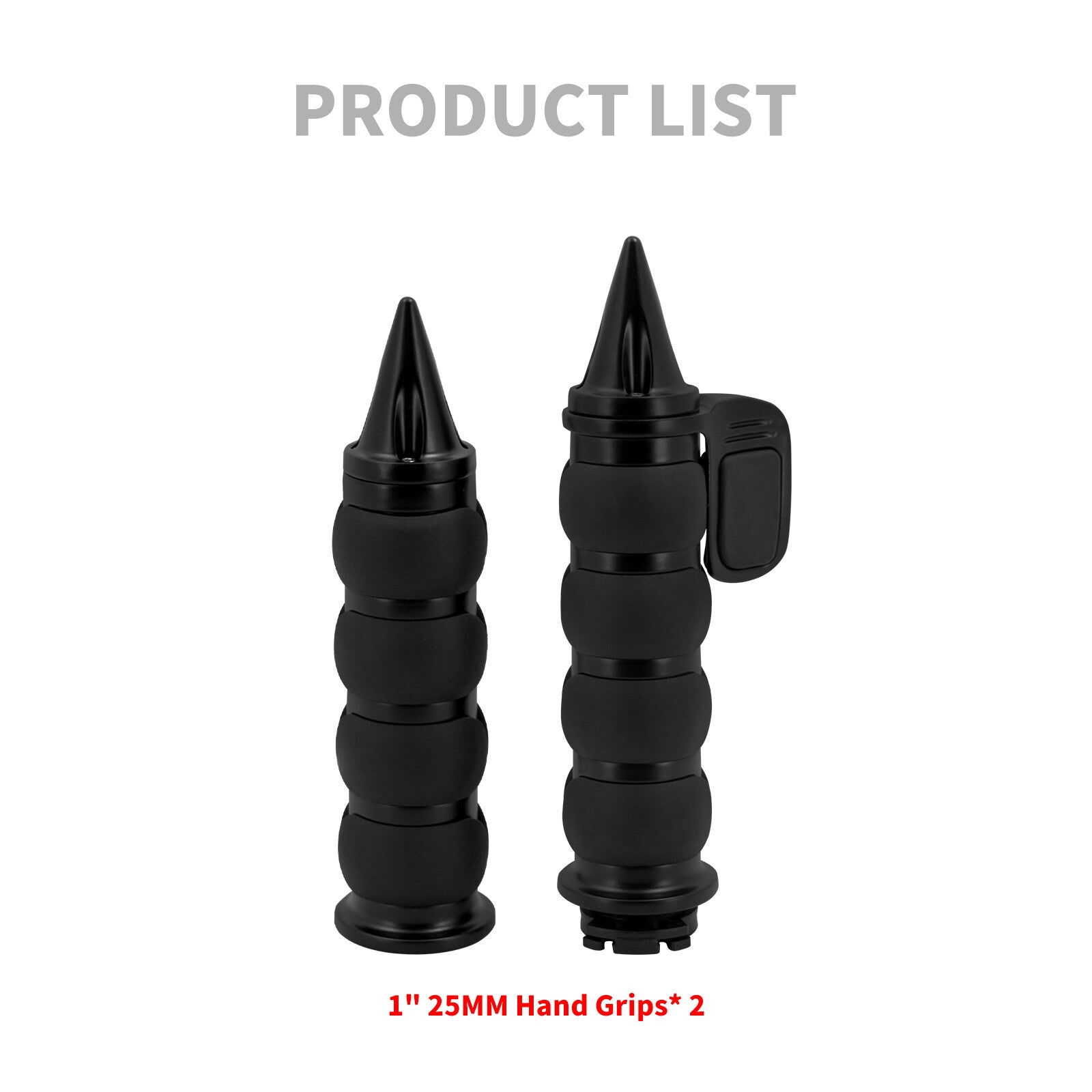 Black 1 Non-Slip Rubber Spike Hand Grips Fits for Harley for Honda for Yamaha for Kawasaki