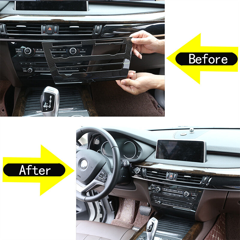 Carbon fiber ABS CD player console panel interior cover trim suitable for X5, X6, F15, F16 (2014-2018) n