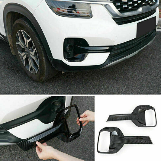 for Kia Seltos 2020-2023 Carbon Fiber pattern Front Fog Light Lamp Frame Trim 2x