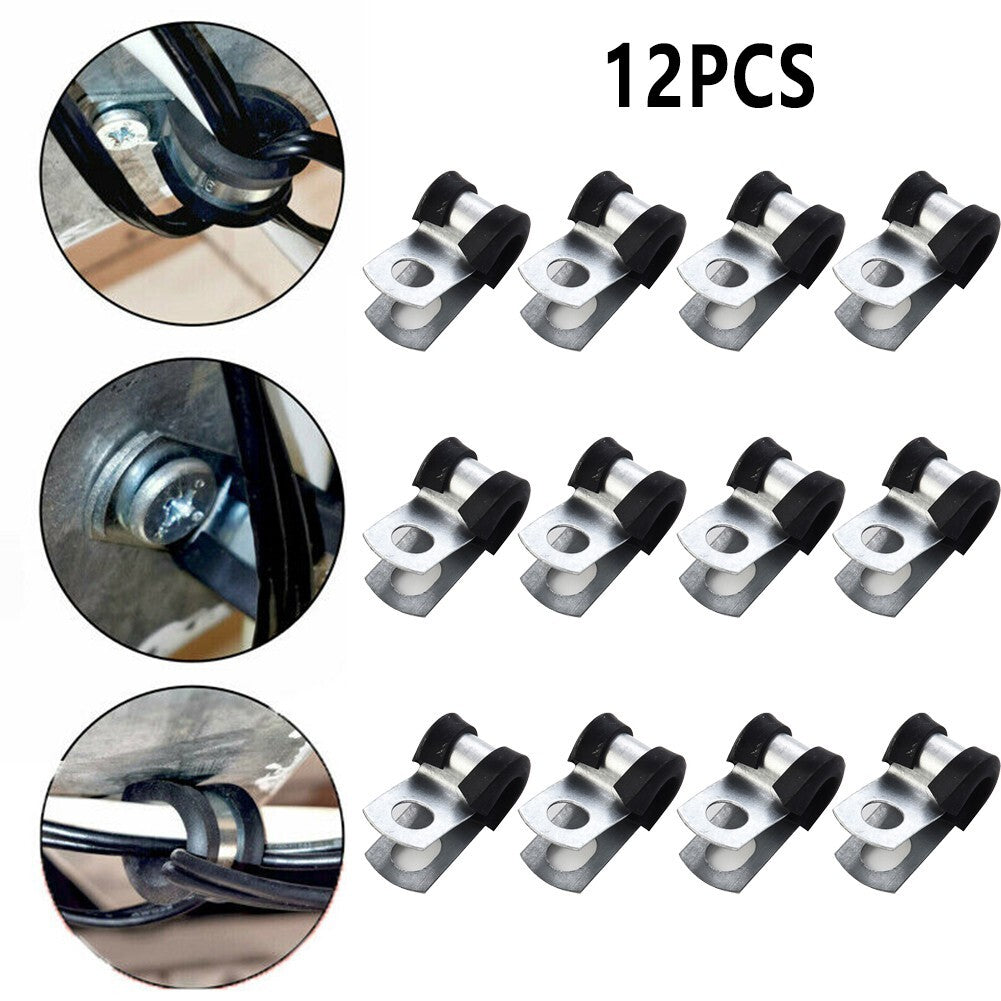 (4.7mm) Brake Pipe Clips 3/16\\\ Lines Metal+Rubber Brand New v