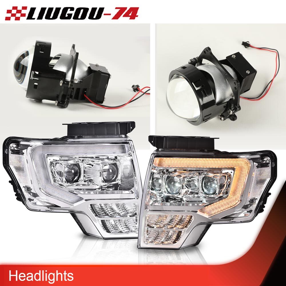 Suitable for 2009-2014 for Ford F150s, new dual LED DRL projector headlights.