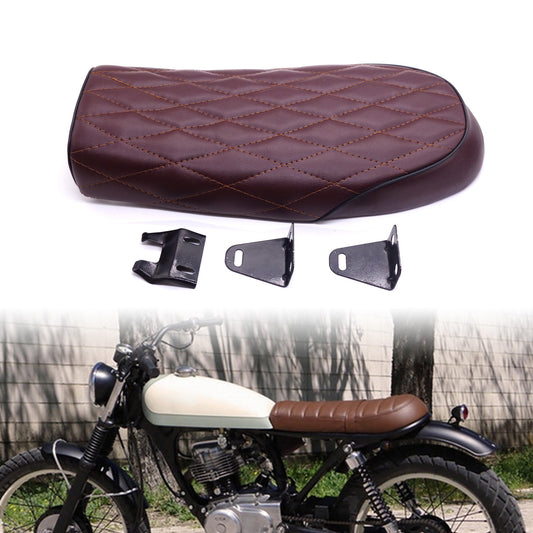 Brown Diamond Flat Brat Saddle Vintage Cafe Racer for Seat for Honda CB200 CB350 Q