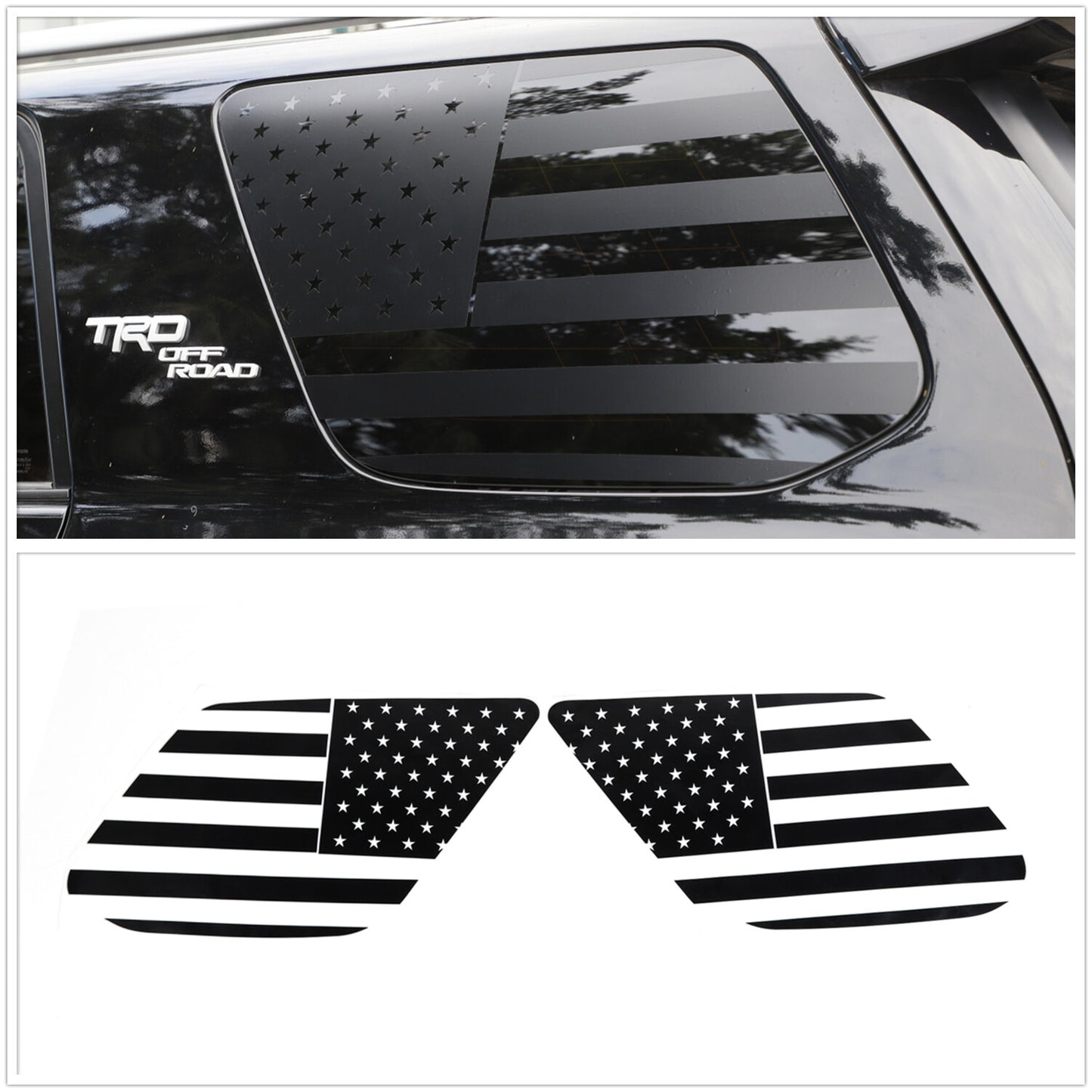 for Toyota 4Runner TRD Pro 2010-2022 Rear Quarter Window Decals Sticker Black Q