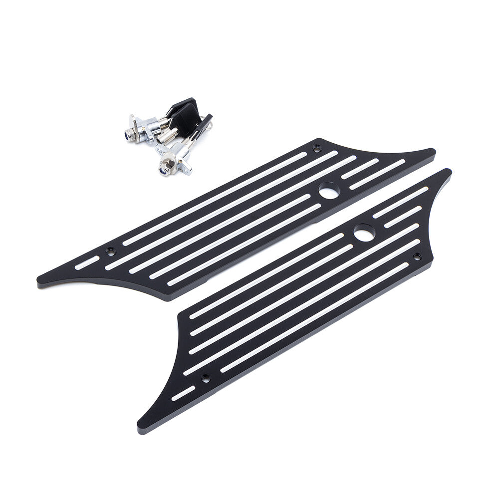 Locks Key Set Black Billet Saddlebag Latch Cover for Harley Electra Street Glide Q