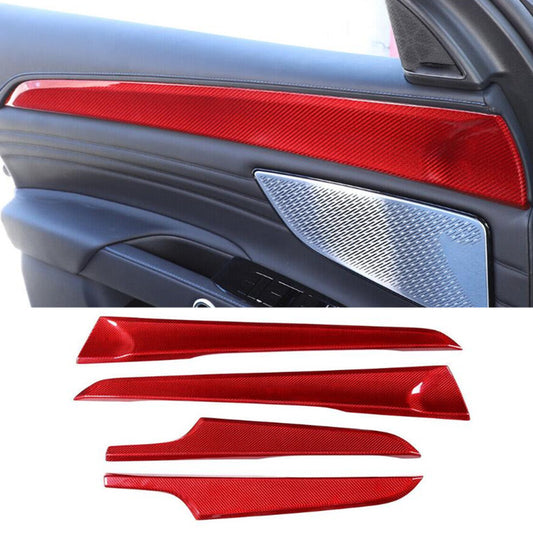 Inner Door Panel Cover Trim For 2023-2024 for Maserati Grecale Red Carbon Fiber B n