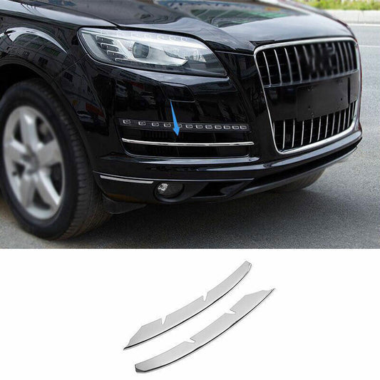 2PCS for Audi Q7 2007-2015 Silver Steel Exterior Front Fog Lamp Light Strip Trim