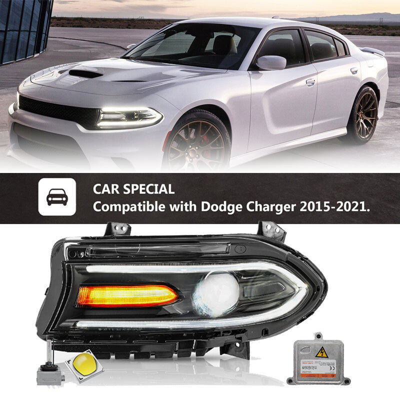 Driver Left HID/Xenon Projector Headlight Assembly for 2015-2023 for Dodge Charger