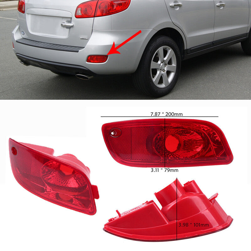 Pair Rear Bumper Reflector Brake Light Lam for Hyundai Santa Fe (CM) 2007-2009
