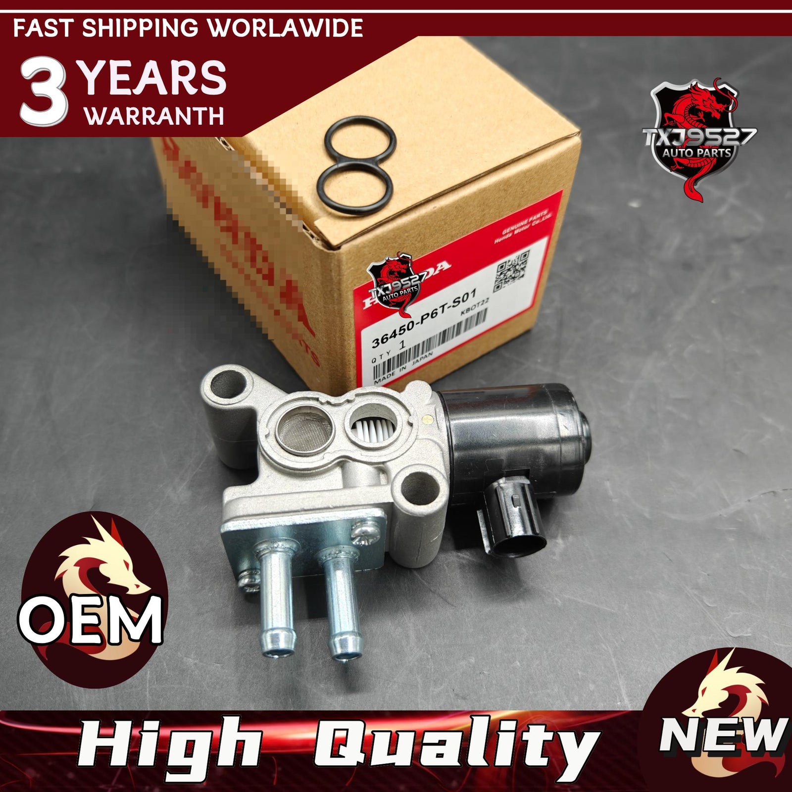 Original Equipment Manufacturer (IACV) Idle Air Control Valve 36450P6TS01, suitable for Honda B Series B16B B18C, 1996-01