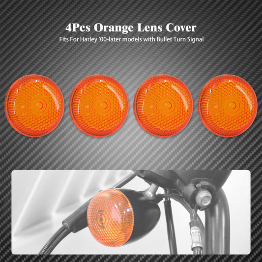 4 Amber Bullet Turn Signals Light Lens Cover Fit for Harley Dyna Softail Touring Q